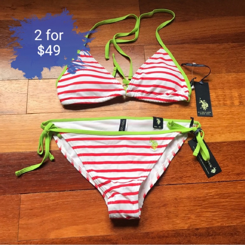NWT POLO PINK GREEN AND WHITE BIKINI